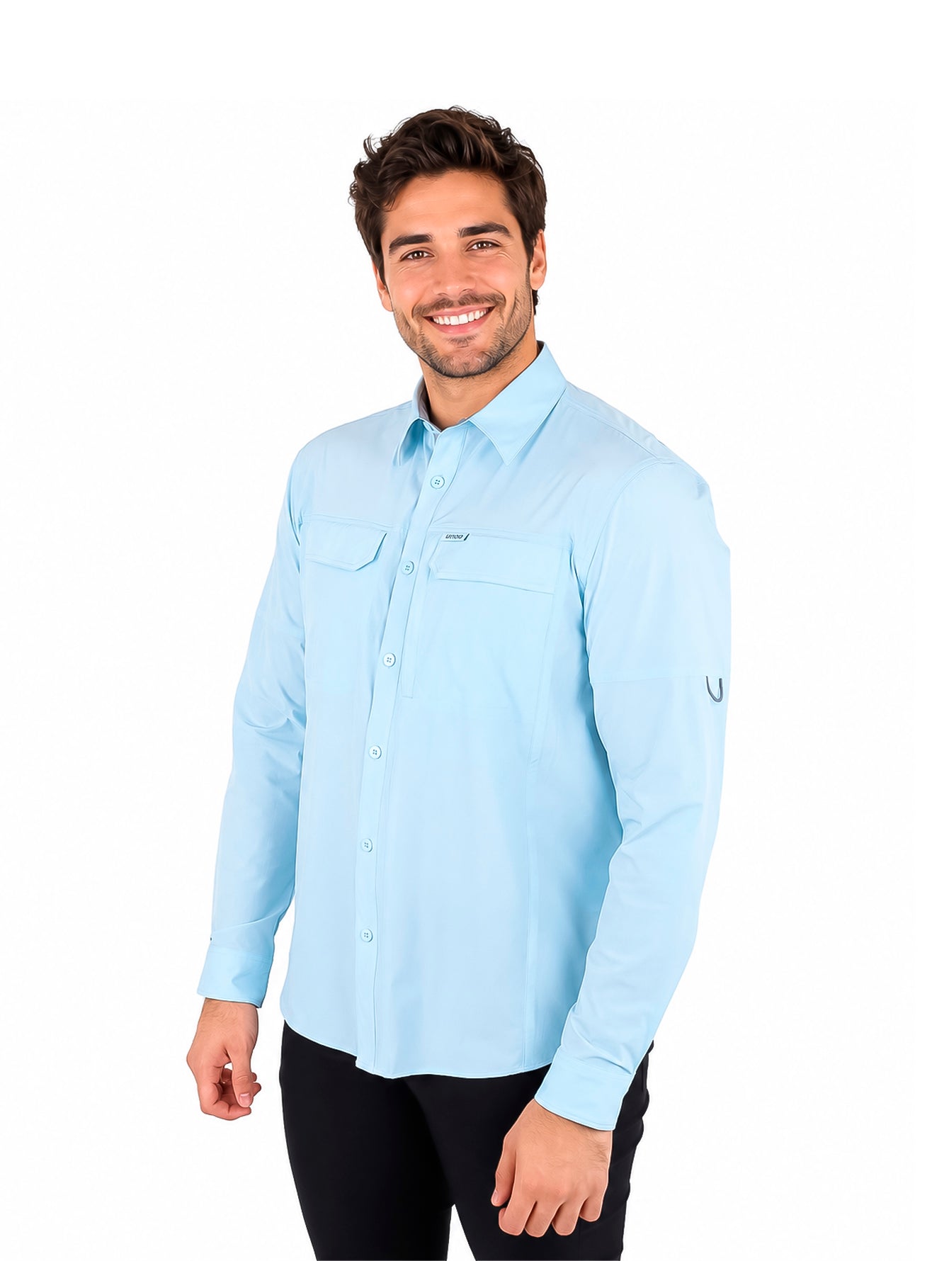 Camisa UNGA Outdoor Manga Larga Azul Para Hombre