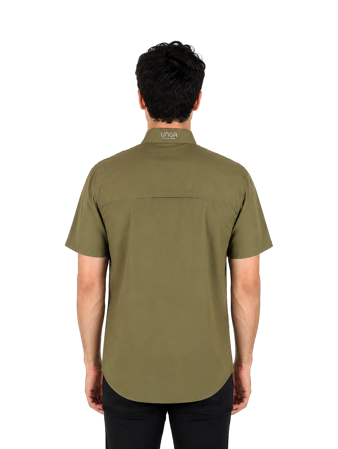 Camisa UNGA Manga Corta Color Verde Militar para Hombre