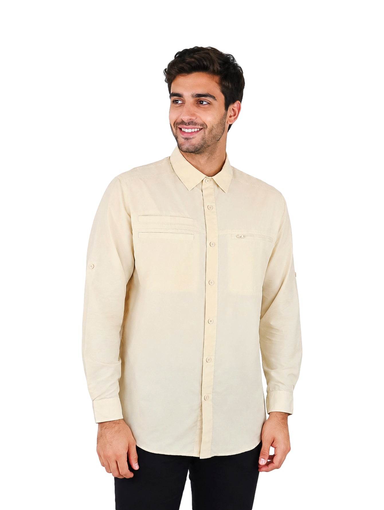 Camisa UNGA Manga Larga Color Fossil para Hombre