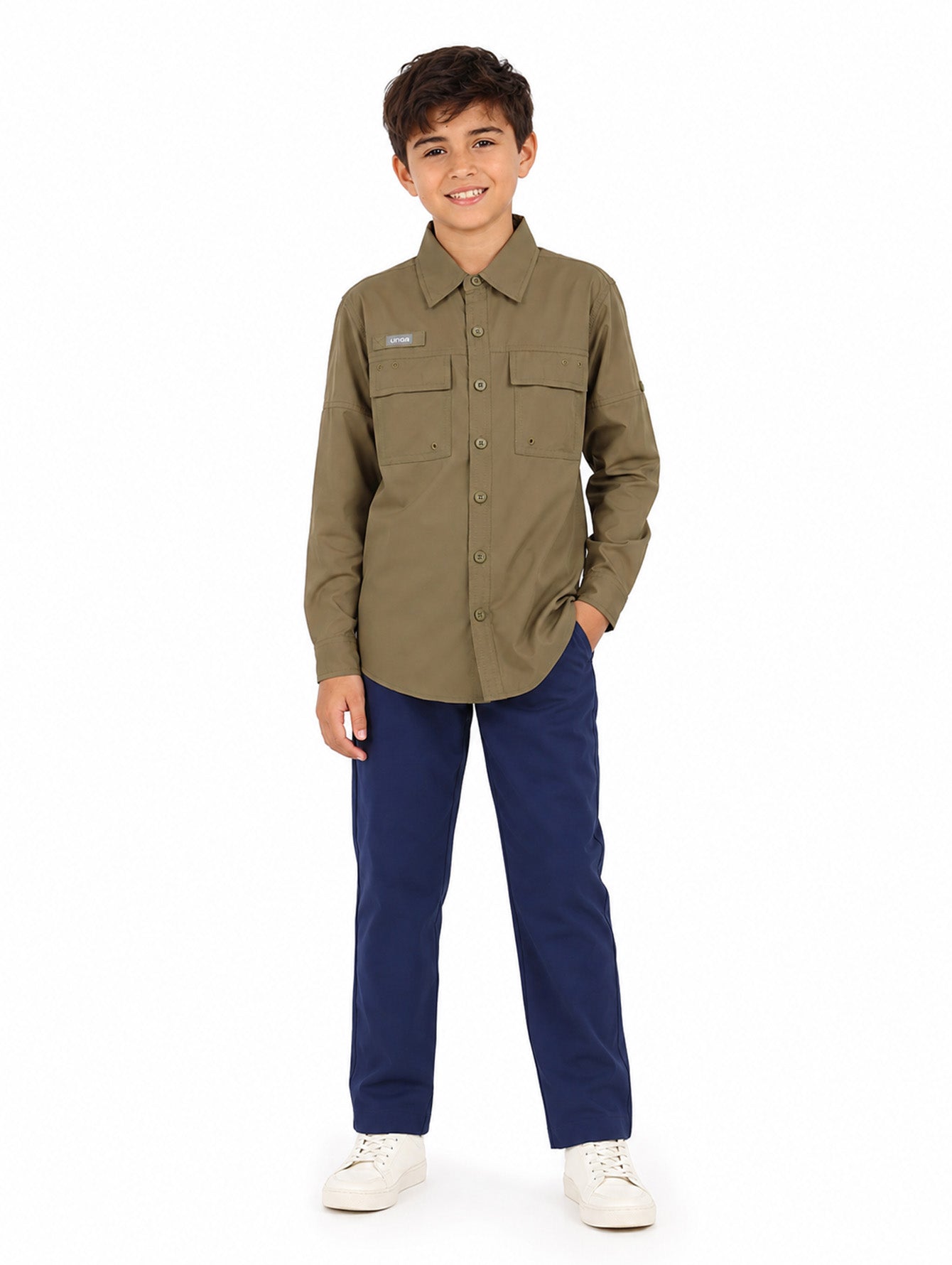 Camisa UNGA Manga Larga Verde Militar para Niño