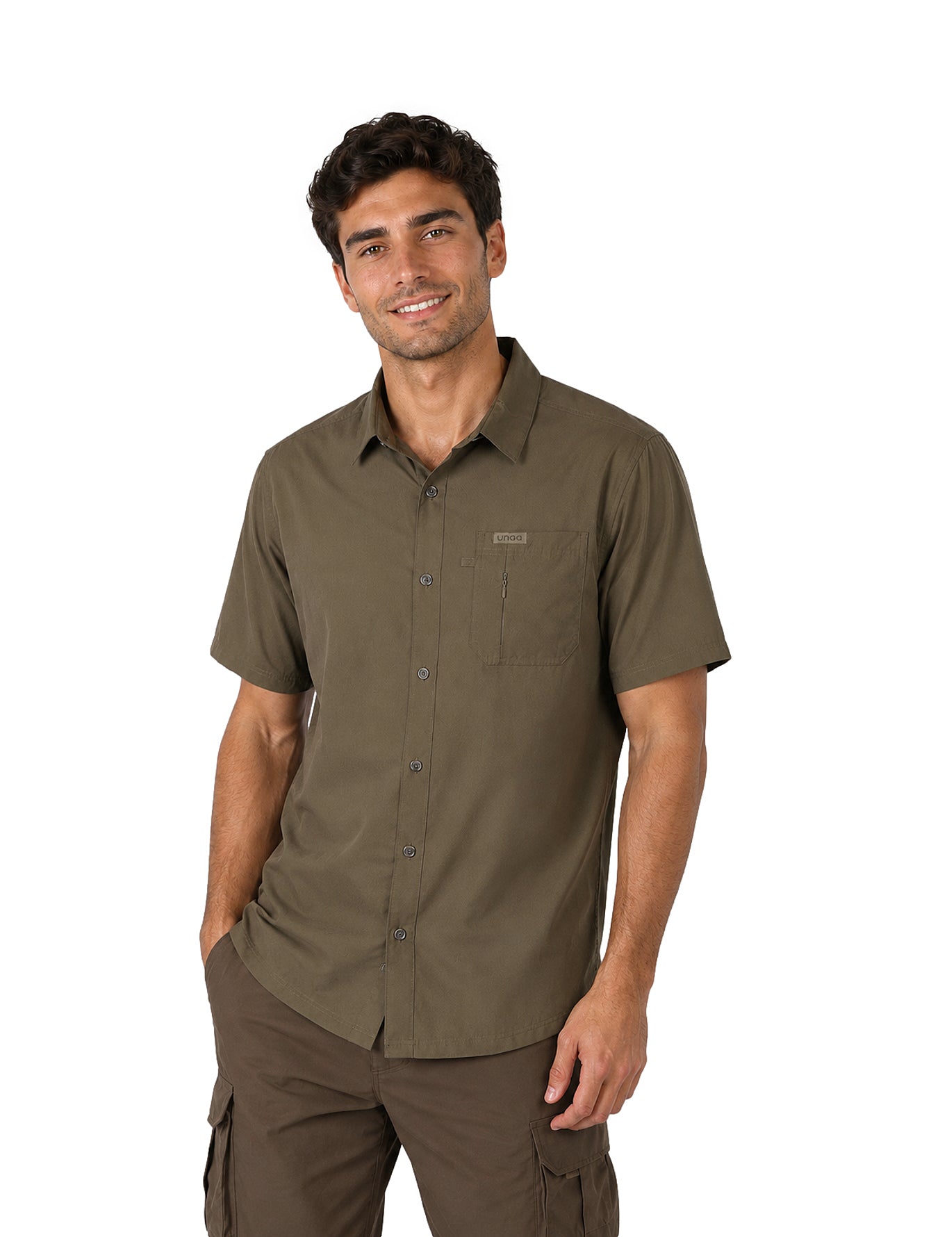 Camisa UNGA Outdoor Manga Corta Verde Militar para Hombre