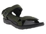 Sandalia tipo gladiador para niño en color verde militar con suela negra.