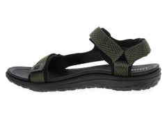 Sandalia tipo gladiador para niño en color verde militar con suela negra.