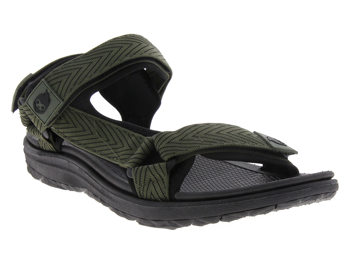 Sandalia para hombre estilo gladiador en color verde militar con suela negra.
