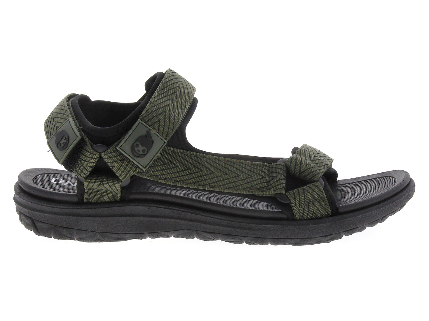Sandalia para hombre estilo gladiador en color verde militar con suela negra.