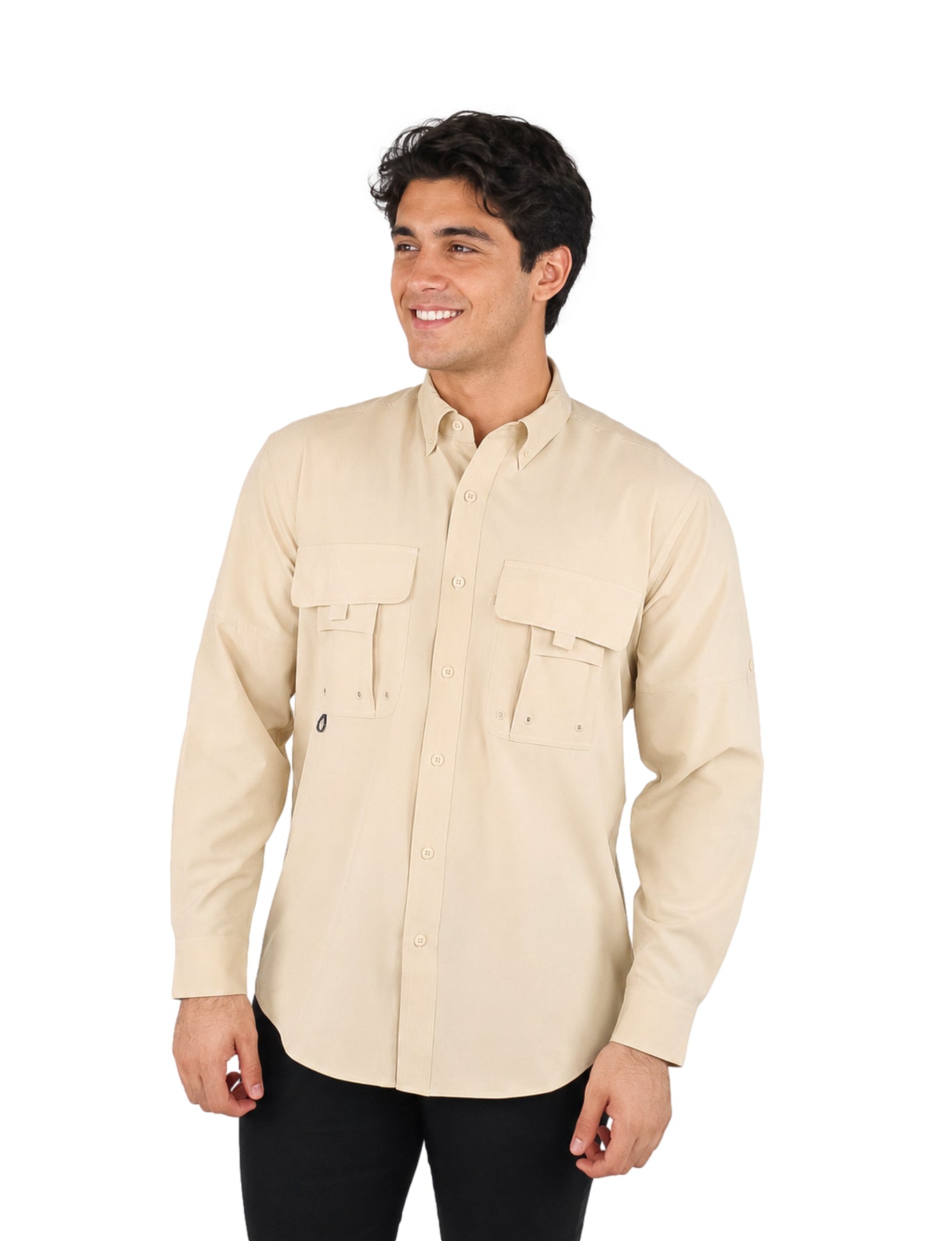 Camisa UNGA Manga Larga Color Fossil para Hombre