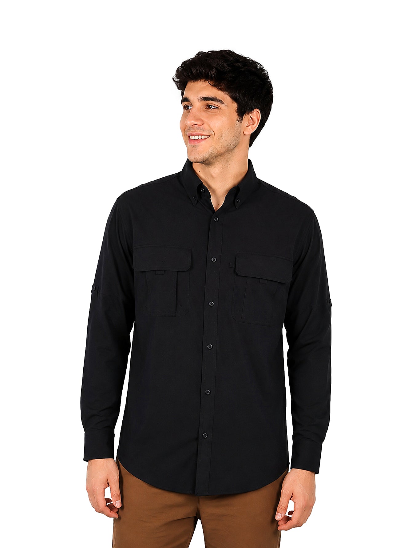 Camisa UNGA Manga Larga Color Negro para Hombre