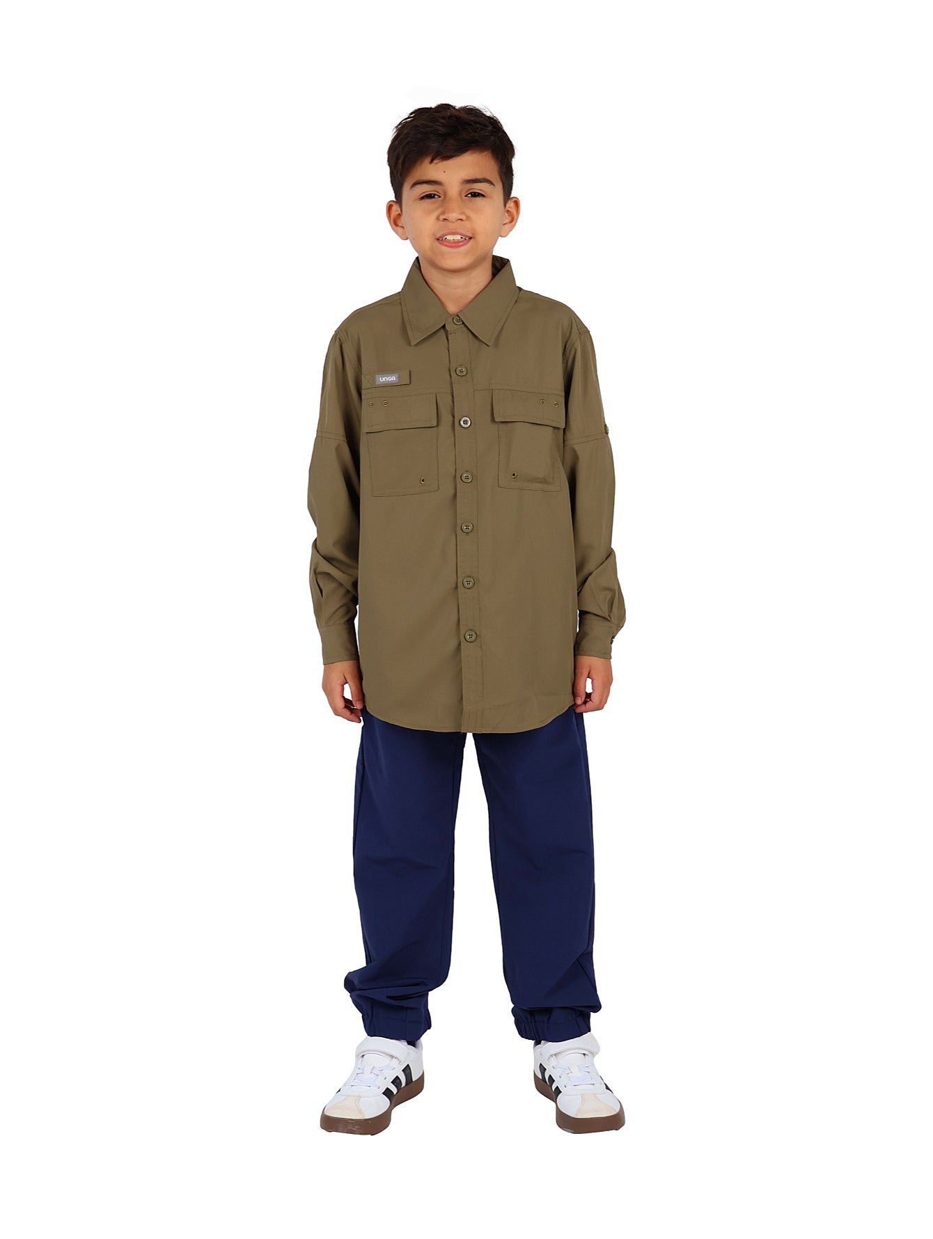 Camisa UNGA Manga Larga Verde Militar para Niño