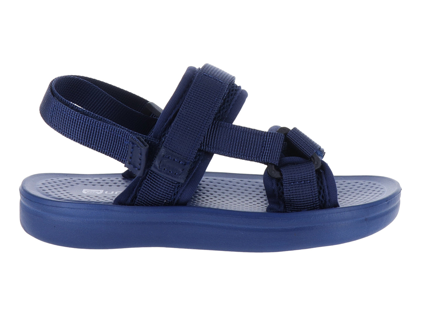 Sandalia para niño en color azul marino con correas ajustables y suela antideslizante.