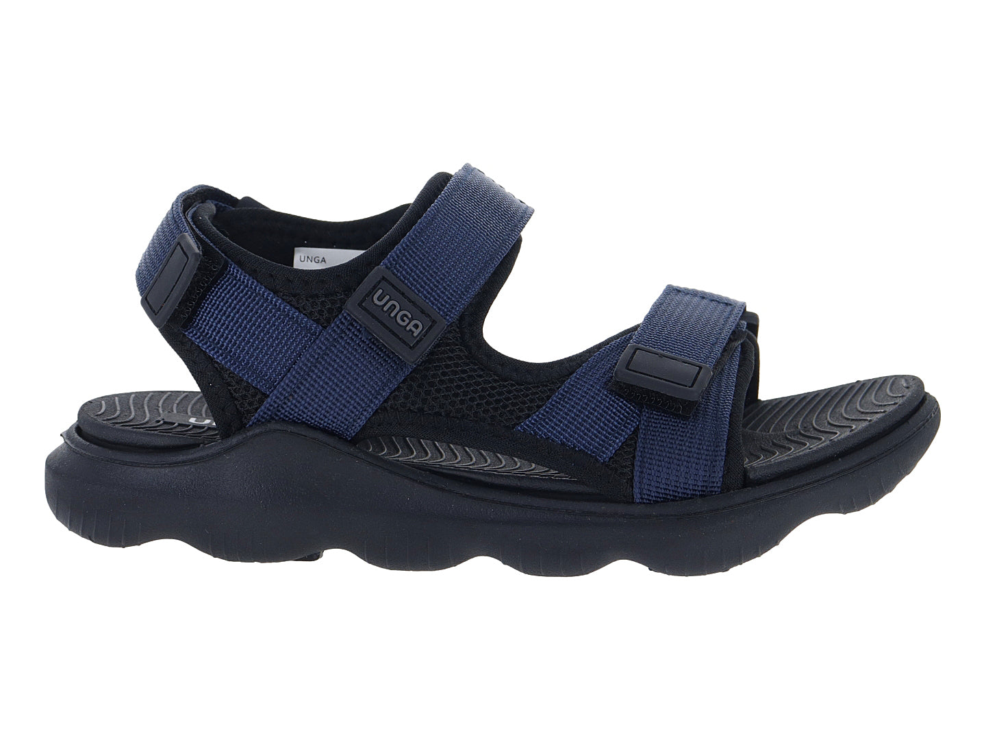 Sandalia deportiva UNGA para niño en color azul marino con correas ajustables y suela robusta.